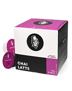 Kaffekapslen Chai Latte package and capsule for Dolce Gusto