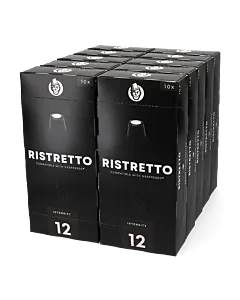Pack de inicio con 100 cápsulas de plástico de Kaffekapslen Ristretto para Nespresso