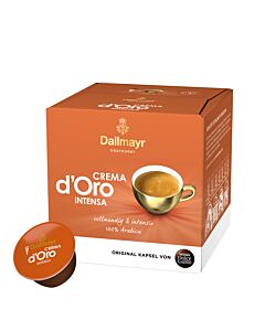 Dallmayr Crema d'Oro Intensa package and capsule for Dolce Gusto