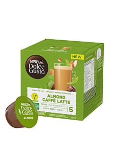 Nescafé Almond Caffè Latte package and capsule for Dolce Gusto