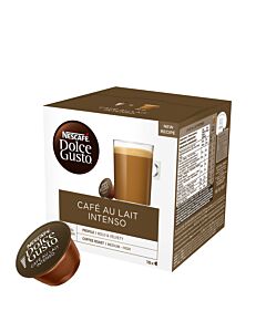 Nescafé Café Au Lait Intenso package and capsule for Dolce Gusto