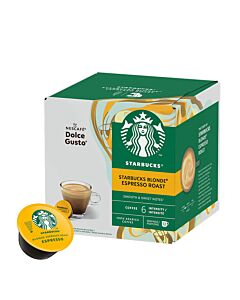 Starbucks Blonde Espresso Roast package and capsule for Dolce Gusto