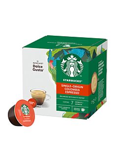 Starbucks Colombia Espresso package and capsule for Dolce Gusto