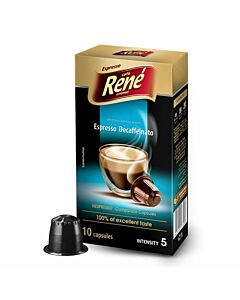 Café René Espresso Decaffeinato package and capsule for Nespresso®