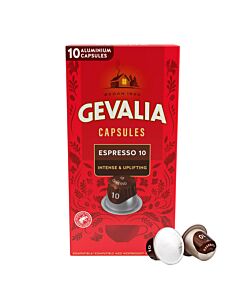 Gevalia Espresso 10 Intenso package and capsule for Nespresso®