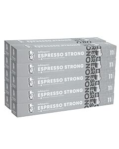 Pack con 100 cápsulas de aluminio de Kaffekapslen Espresso Strong para Nespresso