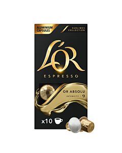 L'OR Or Absolu package and capsule for Nespresso®