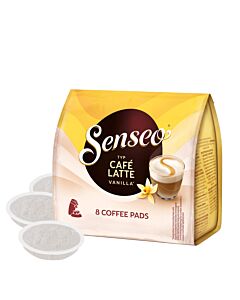 Senseo CafÃ© Latte Vanilla package and pods for Senseo