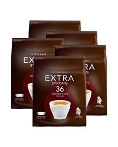 5 paquetes con Kaffekapslen Extra Strong Medium para Senseo