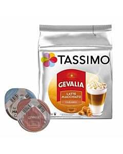 Gevalia Latte Macchiato Caramel package and capsule for Tassimo