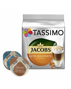 Jacobs Latte Macchiato Caramel package and capsules for Tassimo