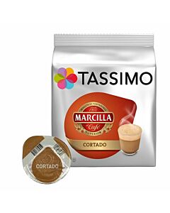 Marcilla Cortado package and capsule for Tassimo